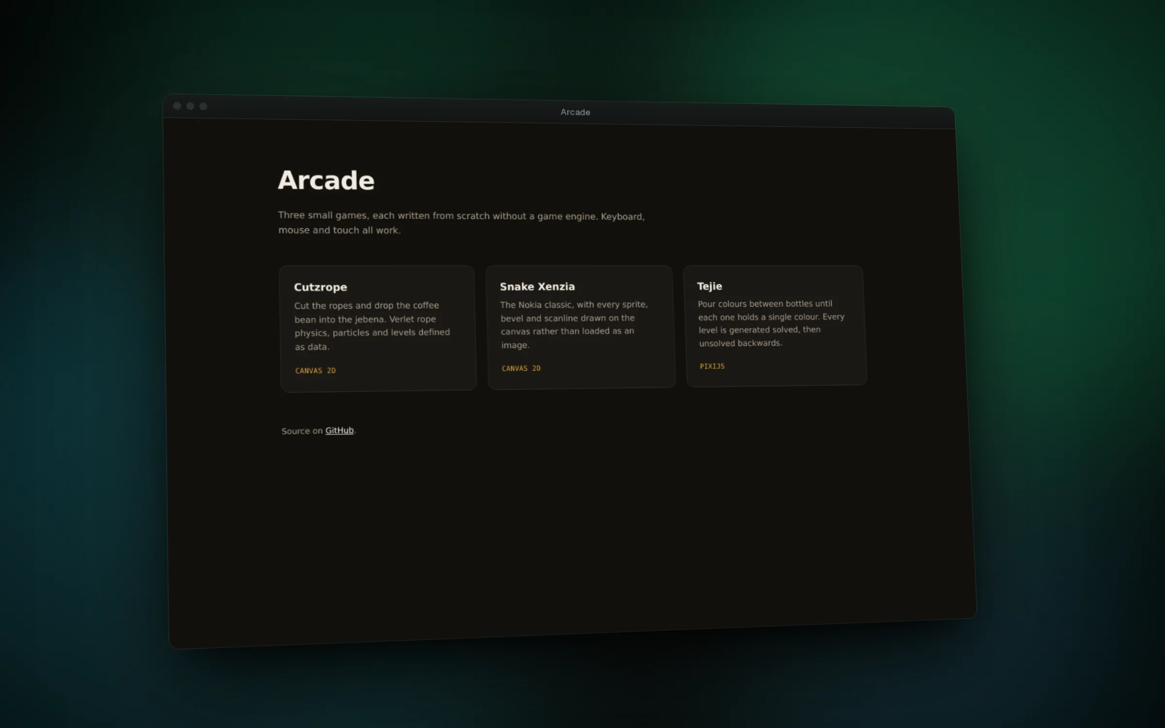 The three games behind one page