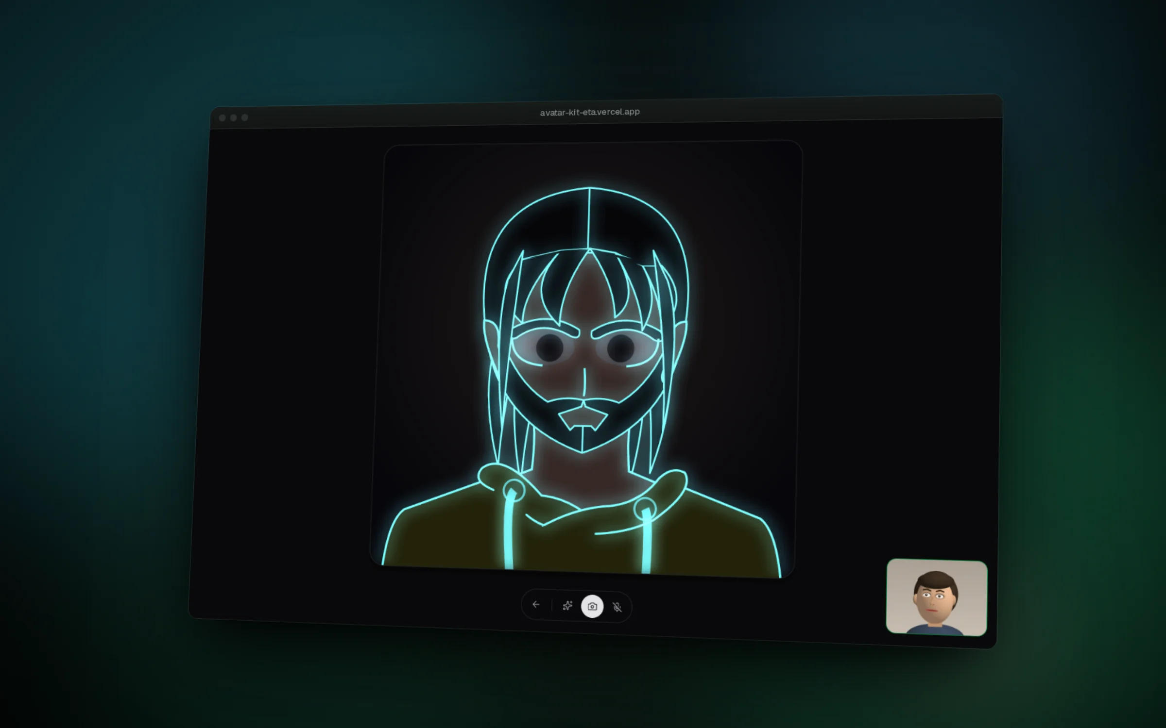 Neon glow style in dark mode, still following the webcam