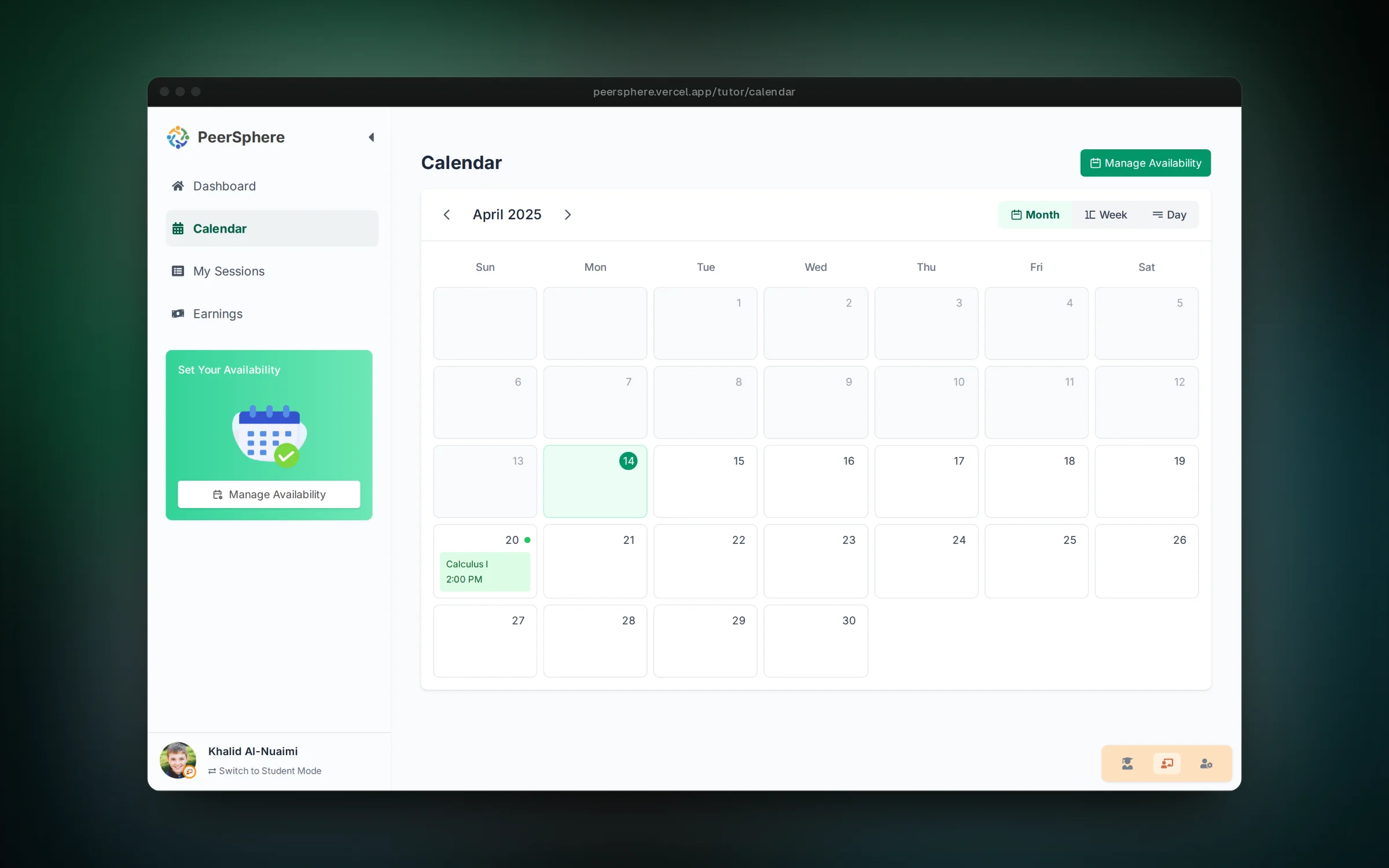 Tutors see upcoming sessions on their calendar