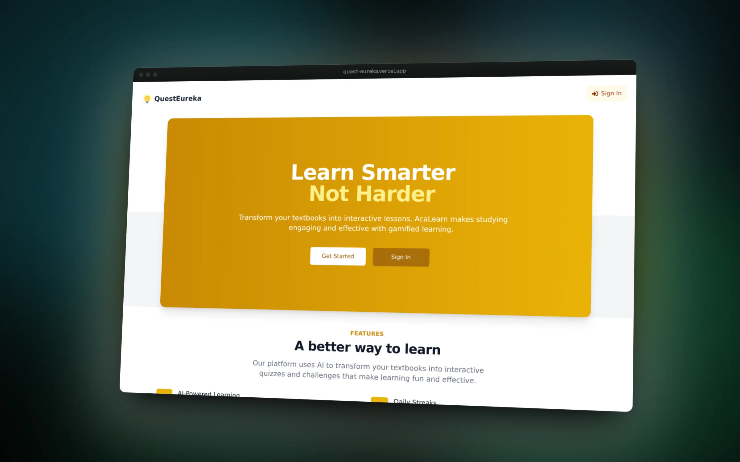 The public landing page