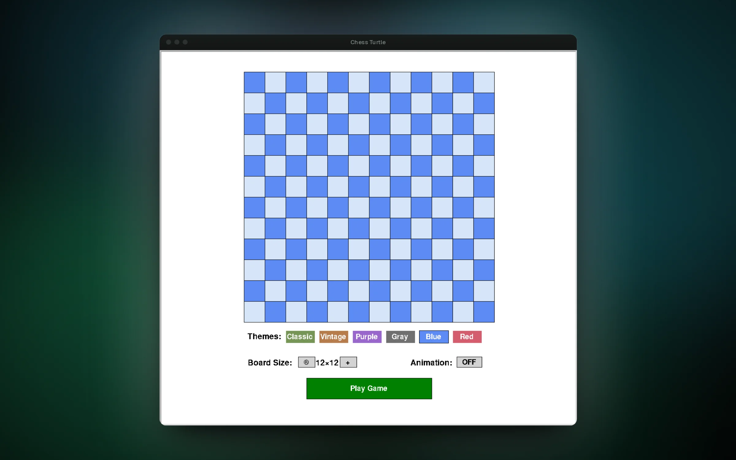 Boards from 4x4 up to 16x16 in any theme